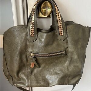 Steve Madden Olive Green Studded Leather Tote Bag